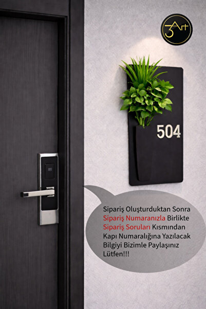 3Art Metal Dekorasyon Tic.Ltd.Şti Modern Siyah Metal Kapı Numaralığı - İsimli...