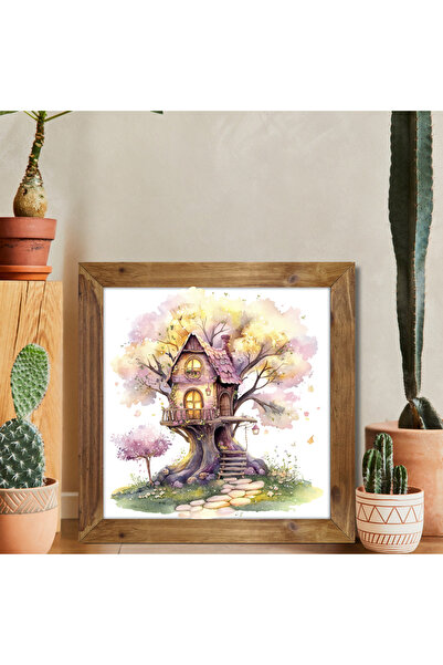 woodhomeworks One Piece Real Wood Framed Decor Pictură pătrată