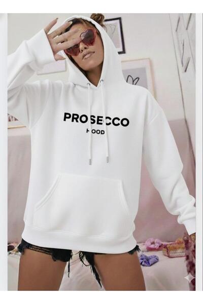 CAST COLLECTİON سترة نسائية بيضاء بطبعة بروسكيو مطبوع بغطاء للرأس