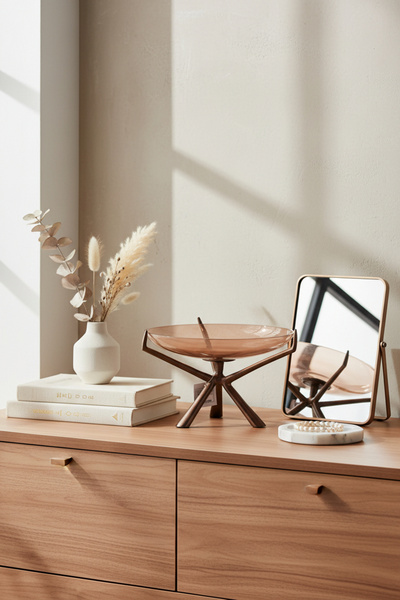 Cornella Ginger Antique Bronze Footed Decorative Glass Plate