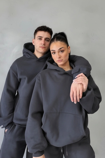 BARLİZ Kadın Erkek Özel İkili Basic Oversize 3İplik Eşofman Takımı(2 Takım)