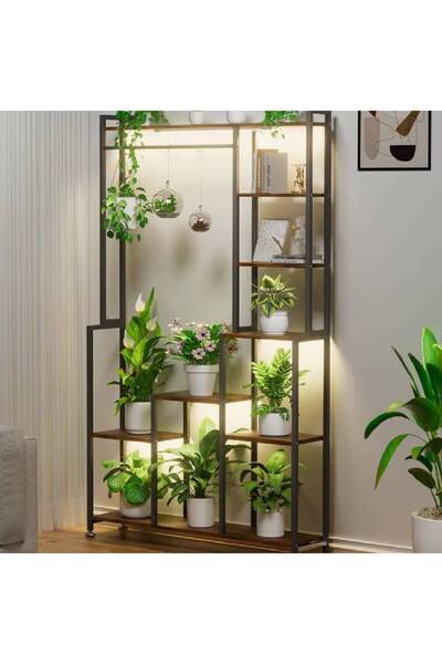 NKX رف زهور متحرك من الحديد المطاوع، مناسب لغرفة المعيشة، يمتد من الأرض إلى ا...