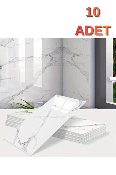 Renkli Duvarlar 10 Adet 30X60 cm Yapışkanlı Mermer Desenli Köpük banyo,tezgah arası Duvar Paneli Kağıdı CF-1035