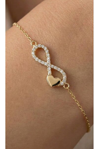 YCL JEWELLERY 14 Ayar Altın Sonsuzluk Kalp Bileklik