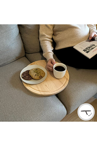 WOODHAUS Katlanabilir Masif Ahşap Koltuk Sehpası Minder Arası Tepsi - 35.5x35...