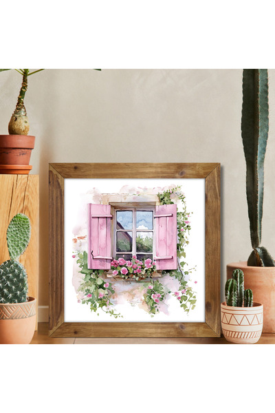 woodhomeworks Tek Parça Gerçek Ahşap Çerçeveli Dekor Tablo kare