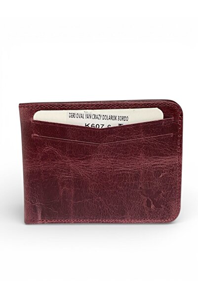 Gesa 100% Genuine Leather Magnetic Horizontal Model Design Antique Claret Red Card Holder & Wallet