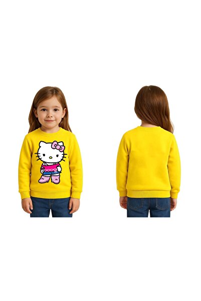 SEDİRLİ سويت شيرت للأطفال من الجنسين هيلو كيتي مطبوع مكون من 3 خيوط