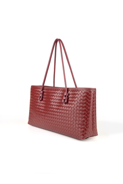 MYSTOBAG Morli Women's Rectangular Tote Bag with Zipper and Knitted Detail Ba...