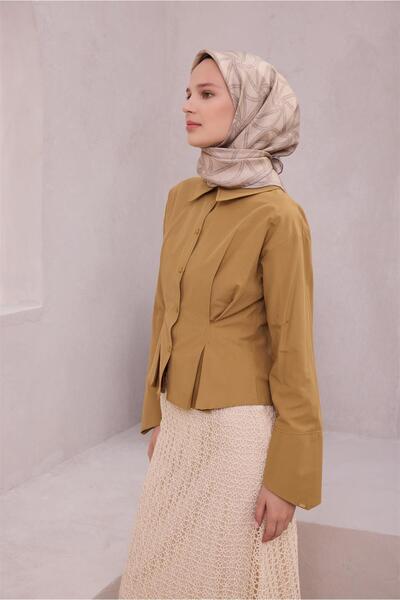 Belli Eșarfă de mătase cu model geometric 4221D (TWILL) BEJ - 83