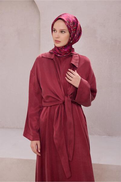 Belli Eșarfă din mătase pură Tivil 4222 - 86 model abstract roșu închis