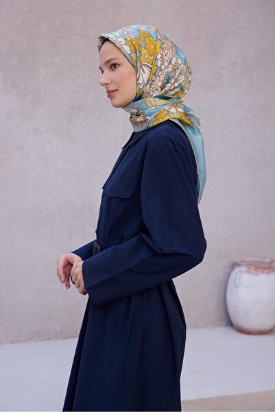 Belli ÇİÇEK DESEN İPEK EŞARP 4220D (TWILL) - 33