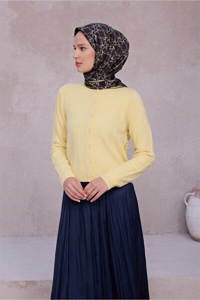 Belli Eșarfă din mătase twill 100% cu model geometric maro 4214 - 81
