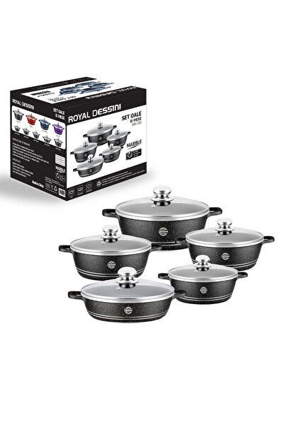 royal dissiny Premium Set 10 Pieces ROYAL – Marble-Coated Pots