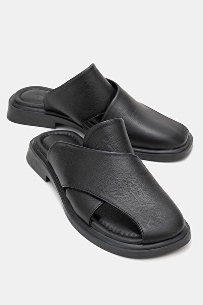 Zeynep Sıradağlı Спенсър Дамски пантофи от естествена кожа, черни