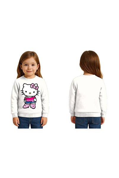 SEDİRLİ سويت شيرت للأطفال من الجنسين هيلو كيتي مطبوع مكون من 3 خيوط