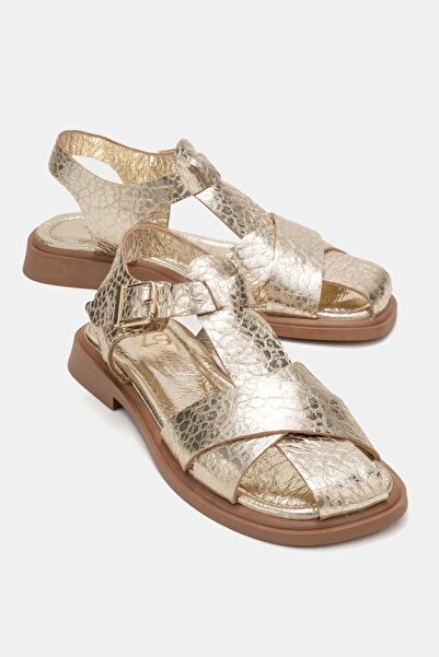 Zeynep Sıradağlı Shawn Kadın Hakiki Deri Sandalet Dore