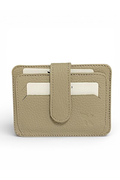 Gesa 100% Genuine Leather Top Snap Fastener Horizontal Model Mink Card Holder & Wallet