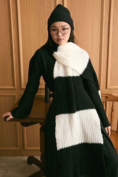 Ceylan Otantik Tricotaj negru eșarfă în două culori