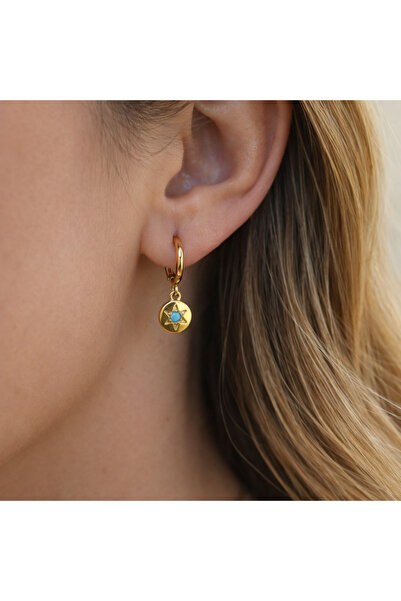 Heppii حلق دائري متدلي بتصميم نجمة زرقاء بسيطة