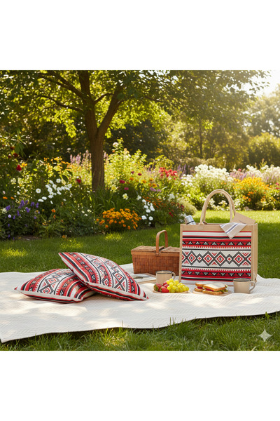 casa rosa شنطة رحلات مع طقم وسادة تاتامي قطعتين بنقشات تراثية