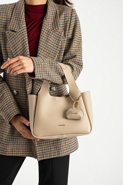 Paul Brand Women's Nova Chain Accessory Mini Wallet Large Volume Soft Leather Ecru Shoulder and Arm Bag