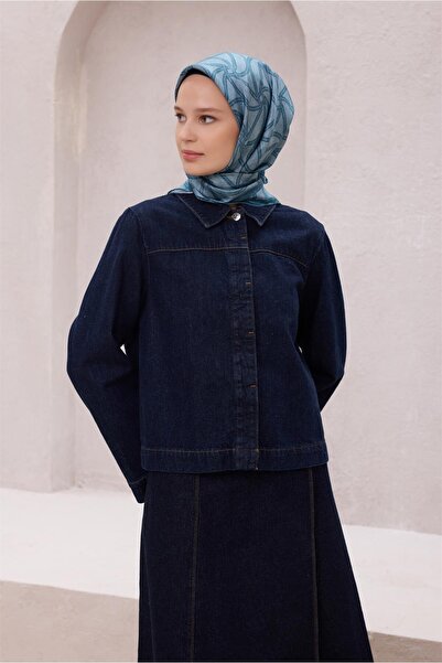 Belli Eșarfă de mătase cu model geometric 4221D (Twill) Petrol - 80