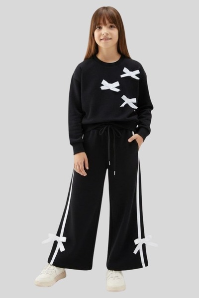 ww waka waka kids store Set de trening cu picioare largi cu dungi pentru fetiță