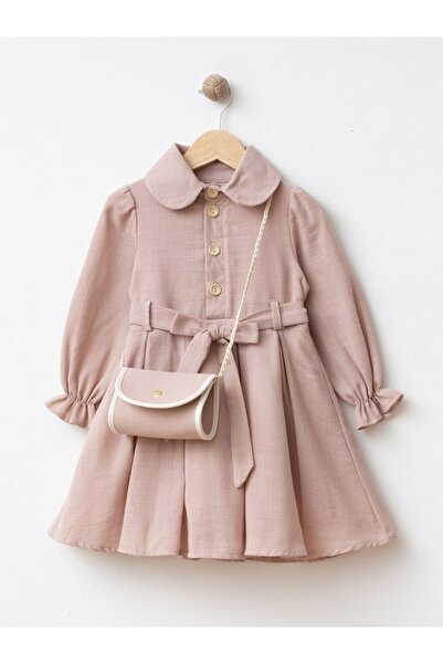 Cherrys Bebek Collared Linen Girl's Dress