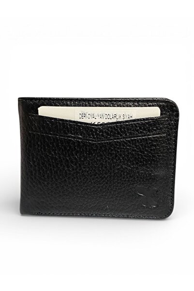 Gesa 100% Genuine Leather Magnetic Horizontal Model Design Black Card Holder & Wallet