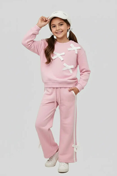 ww waka waka kids store Σετ αθλητικής φόρμας με φιόγκο και λεπτομέρεια ριγέ μ...