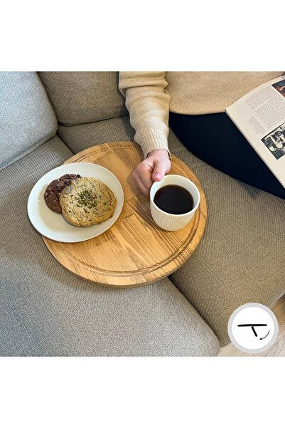 WOODHAUS Katlanabilir Masif Ahşap Koltuk Sehpası Minder Arası Tepsi - 35.5x35...