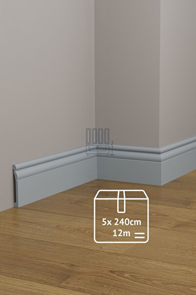 Evime Decor Açık Gri Süpürgelik 10cm Profil, 5 adet 12m Polimer Ev Duvar Zemi...