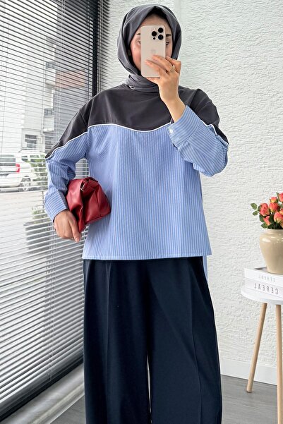 MELEK ARAZ Gömlek Detaylı Kadın Sweat - Antrasit