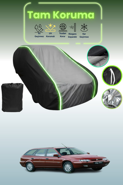 Dokaca Neo غطاء حماية متوافق مع سيارة سيتروين زانتيا بريك 1998 - 2001 باللون الأسود_الرمادي_الأسود النيون