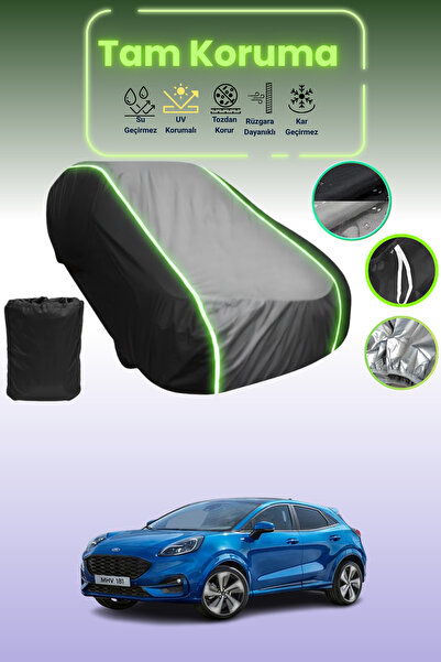 Dokaca Neo غطاء حماية متوافق مع سيارة فورد بوما قماش مجدّل 2019-2021 باللون الأسود_الرمادي_الأسود النيون