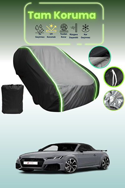 Dokaca Neo غطاء حماية متوافق مع سيارة أودي تي تي آر إس رودستر قماش مجدّل من 2019 إلى 2021 باللون الأسود_الرمادي_الأسود النيون