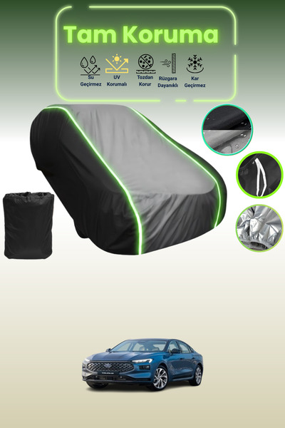 Dokaca Neo غطاء حماية متوافق مع سيارة فورد توروس قماش مجدّل باللون الأسود_الرمادي_الأسود النيون