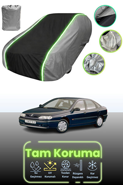 Dokaca Neo غطاء حماية للسيارة باللون الرمادي والأسود والرمادي النيون قماش مجدّل متوافق مع سيارة رينو لاجونا 1994 - 1998