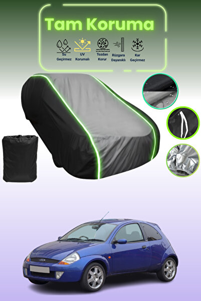 Dokaca Neo غطاء حماية متوافق مع سيارة فورد سبورتاكا قماش مجدّل من 2003 إلى 2008 باللون الأسود_الرمادي_الأسود النيون