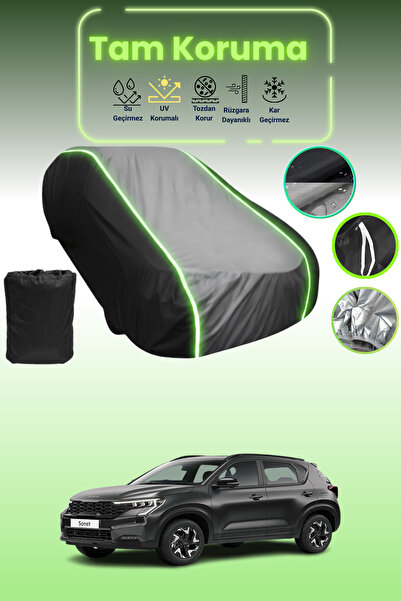 Dokaca Neo غطاء حماية متوافق مع سيارة كيا سونيت قماش مجدّل باللون الأسود_الرمادي_الأسود النيون