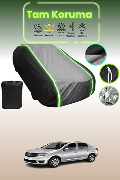 Dokaca Neo غطاء حماية متوافق مع سيارة داسيا لوجان قماش مجدّل باللون الأسود_الرمادي_الأسود النيون