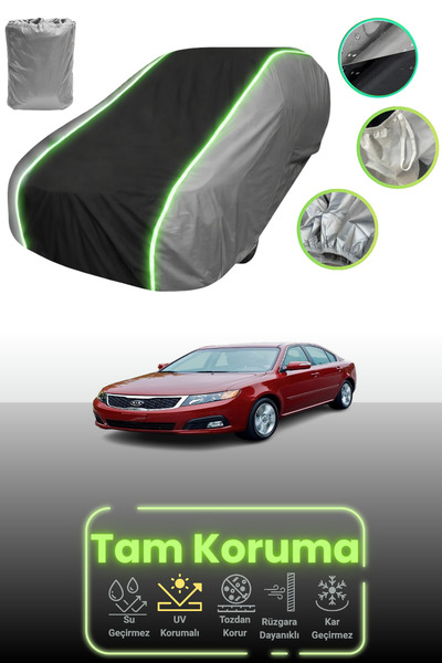 Dokaca Neo غطاء حماية للسيارة باللون الرمادي والأسود والرمادي النيون قماش مجدّل متوافق مع كيا أوبتيما / ماجنتيس 2008 - 2010