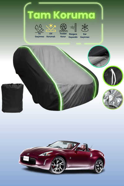 Dokaca Neo غطاء حماية متوافق مع سيارة نيسان 350Z رودستر قماش مجدّل باللون الأسود_الرمادي_الأسود النيون