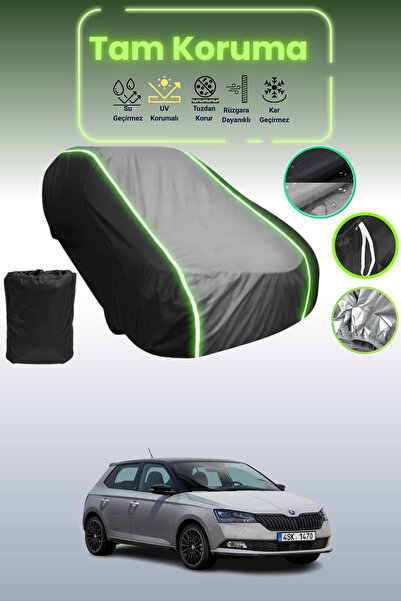 Dokaca Neo غطاء حماية متوافق مع سيارة سكودا فابيا قماش مجدّل باللون الأسود_ال...