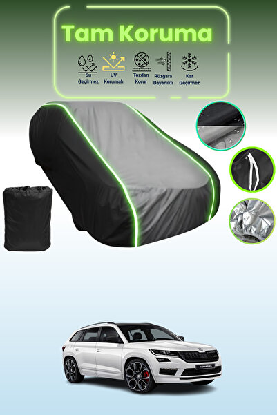 Dokaca Neo غطاء حماية متوافق مع سيارة سكودا كودياك آر إس 2018 - 2021 باللون الأسود_الرمادي_الأسود النيون