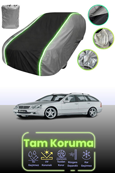 Dokaca Neo غطاء سيارة متوافق مع مرسيدس سي-سيريز تي-موديل إيه إم جي (إس203) 2001 - 2004 باللون الرمادي والأسود والرمادي النيون قماش مجدّل