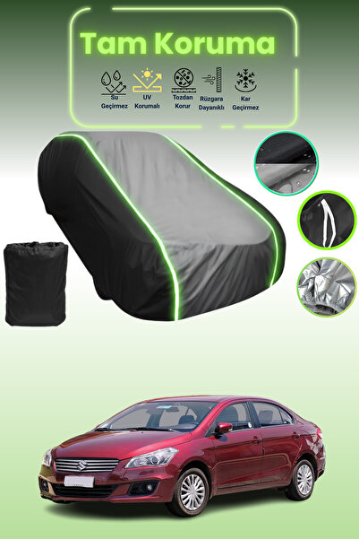 Dokaca Neo غطاء حماية متوافق مع سيارة سوزوكي سياز قماش مجدّل باللون الأسود_الرمادي_الأسود النيون