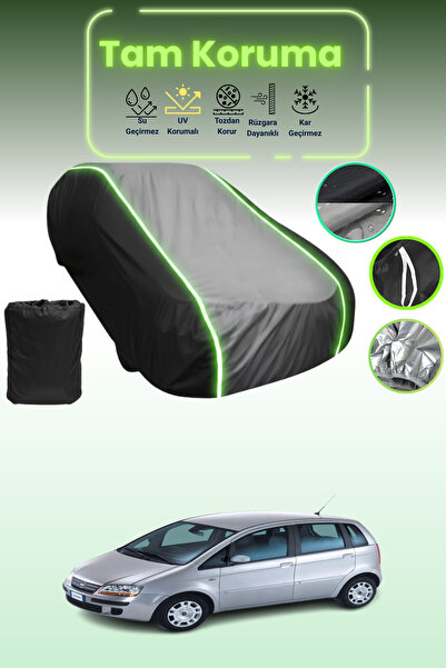 Dokaca Neo غطاء حماية متوافق مع سيارة فيات إيديا 2003 - 2010 باللون الأسود_الرمادي_الأسود النيون قماش مجدّل