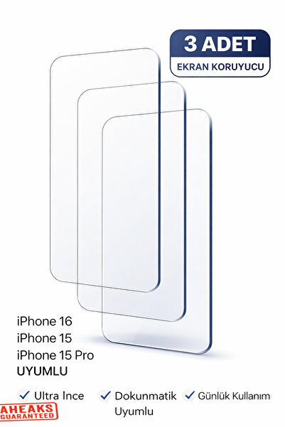 aheaks 3 عبوات من الزجاج النانوي المتوافق مع iPhone 16 / iPhone 15 / iPhone 1...
